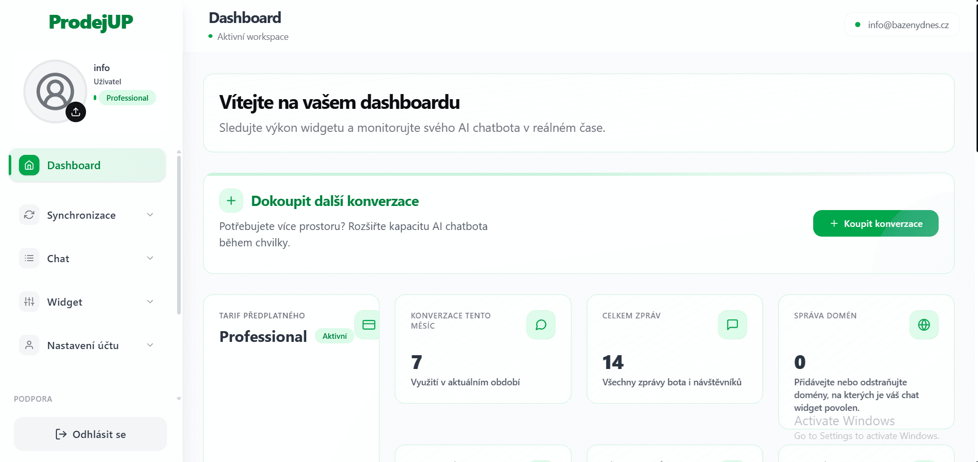 Rozhraní aplikace ProdejUP