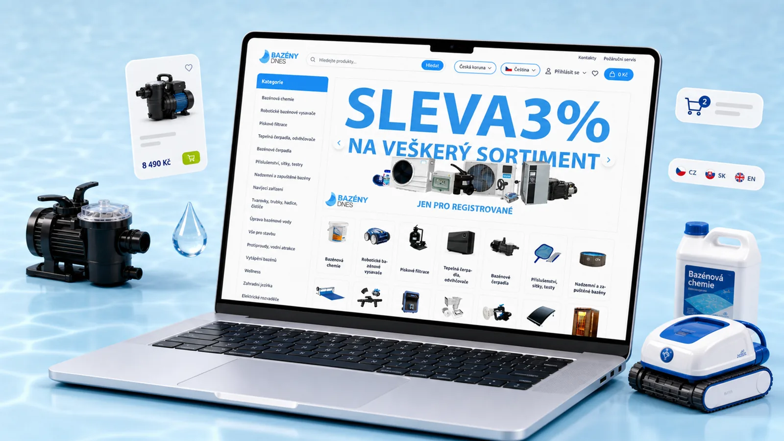 BazényDnes e-shop case study hero banner