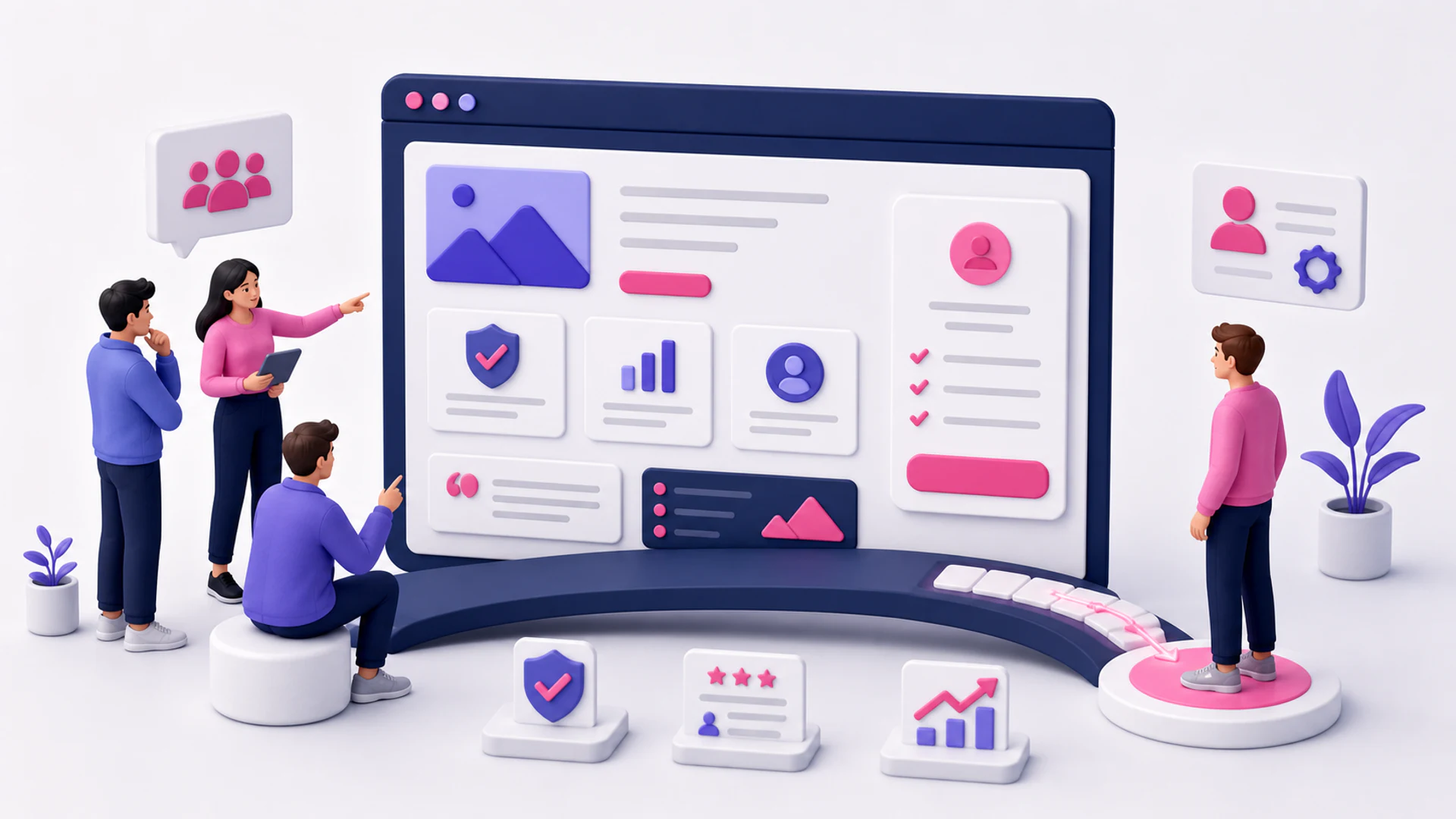 3D ilustrace B2B webu vedoucího ke kvalitní poptávce