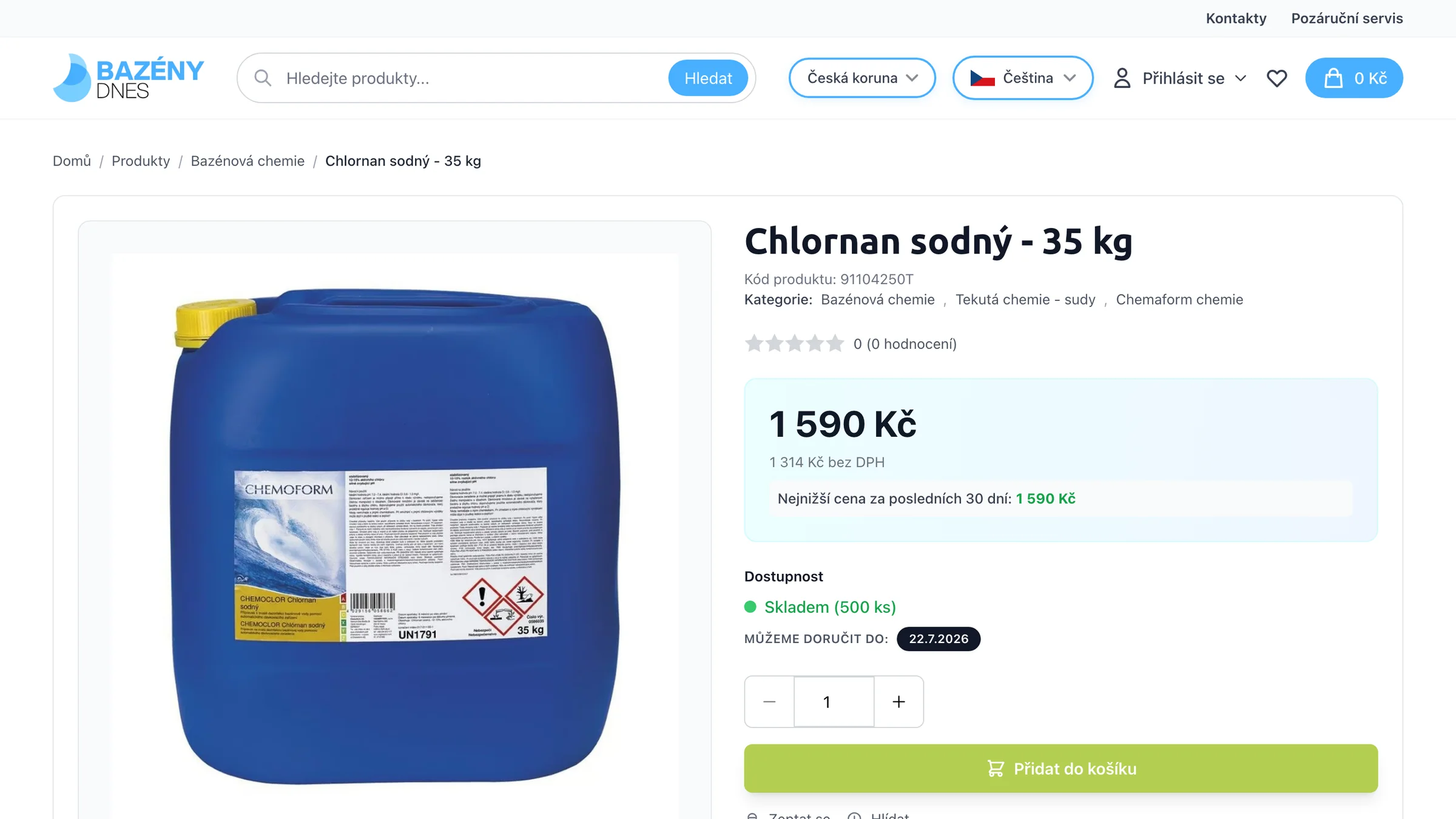 Produktový detail s cenou, dostupností a jasnou cestou do košíku.