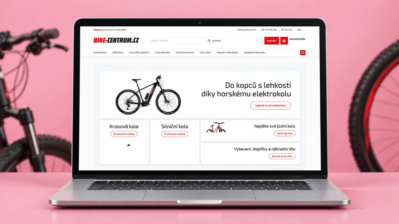 Bike-Centrum: nový design na stávajícím Shoptetu: náhled realizovaného projektu
