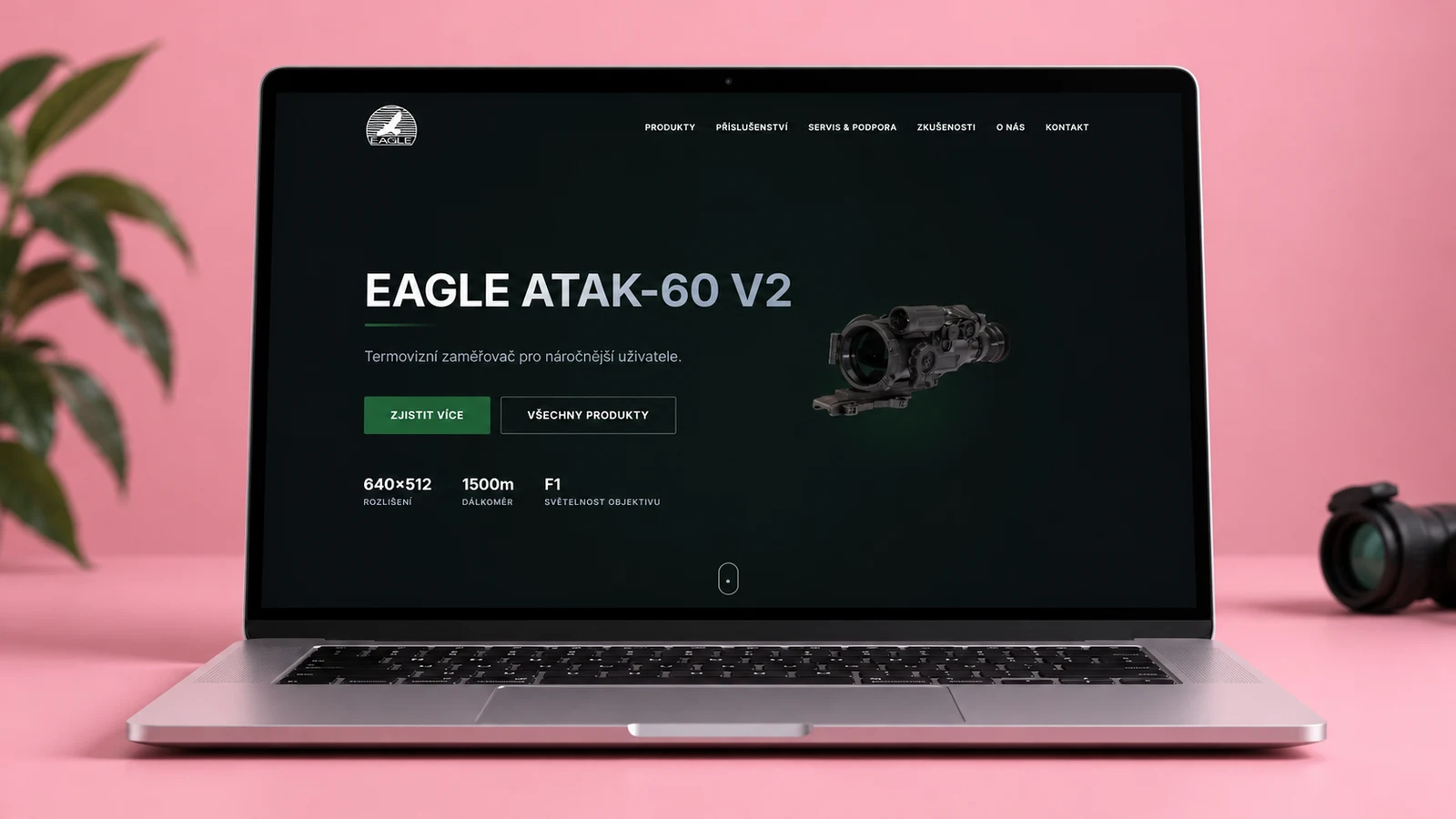 Termovize Eagle: web s vlastní správou produktů: náhled realizovaného projektu