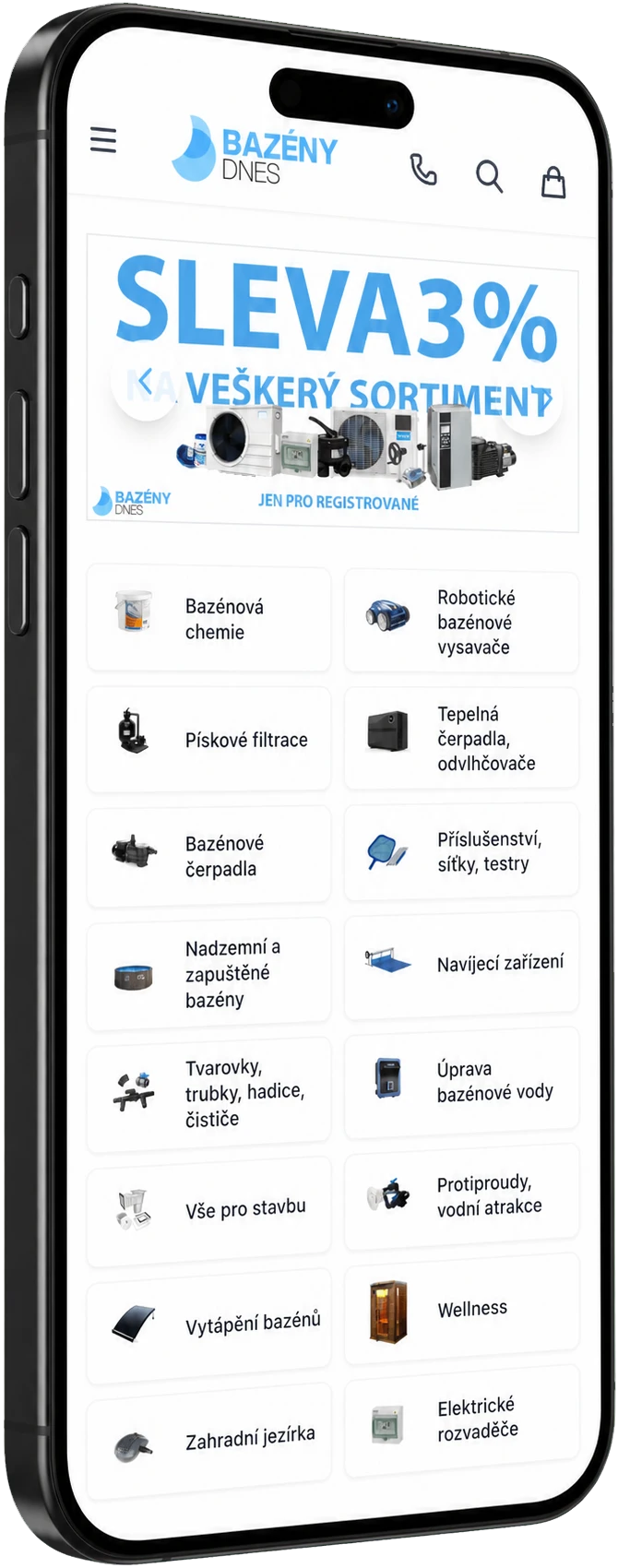 E-shop BazényDnes na iPhonu — web od Dvojky v IT